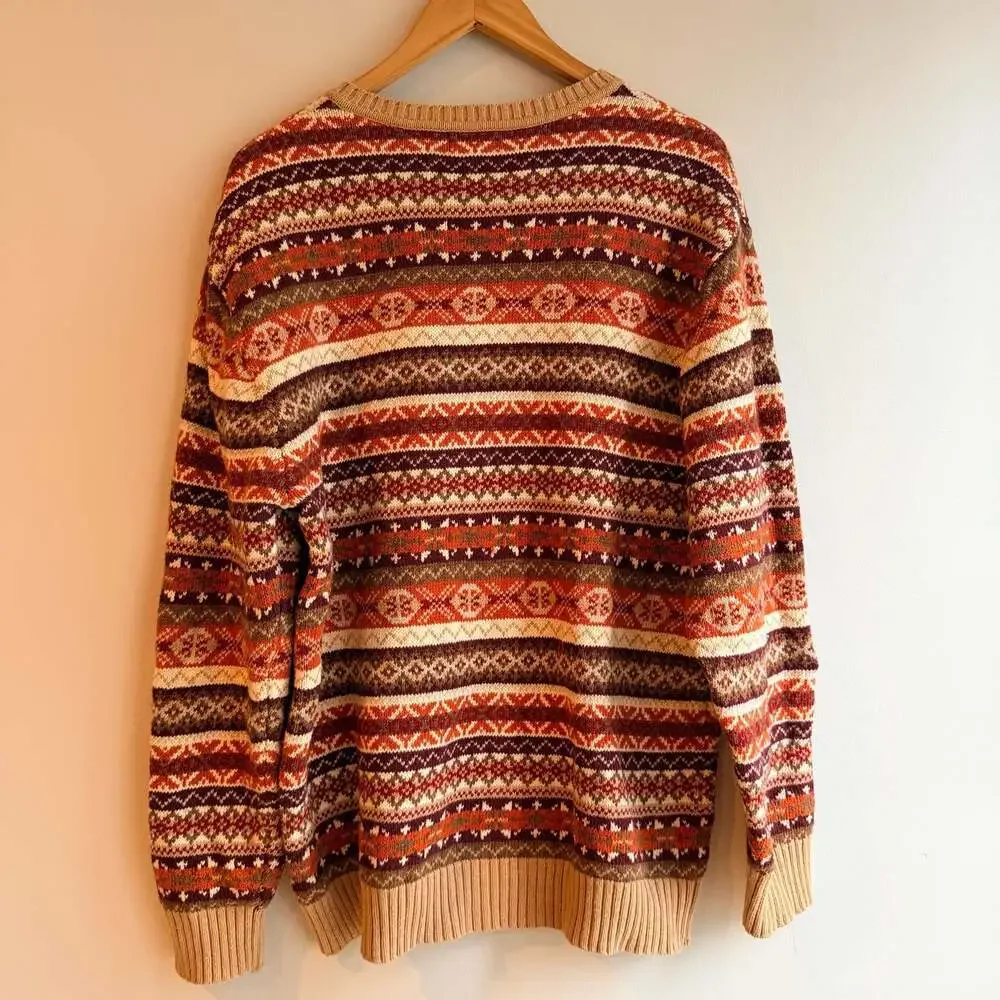 Vintage St. John's Bay Men's Large Geometric Fair Isle V-Neck Knit Sweater Large